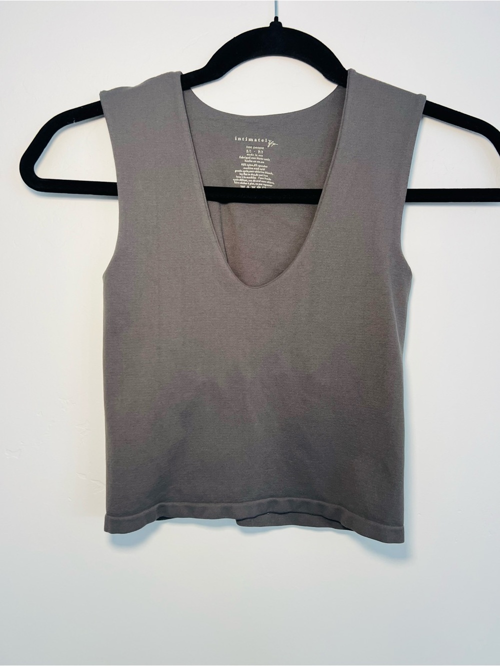 Free People Clean Lines Muscle Cami Charcoal XS
